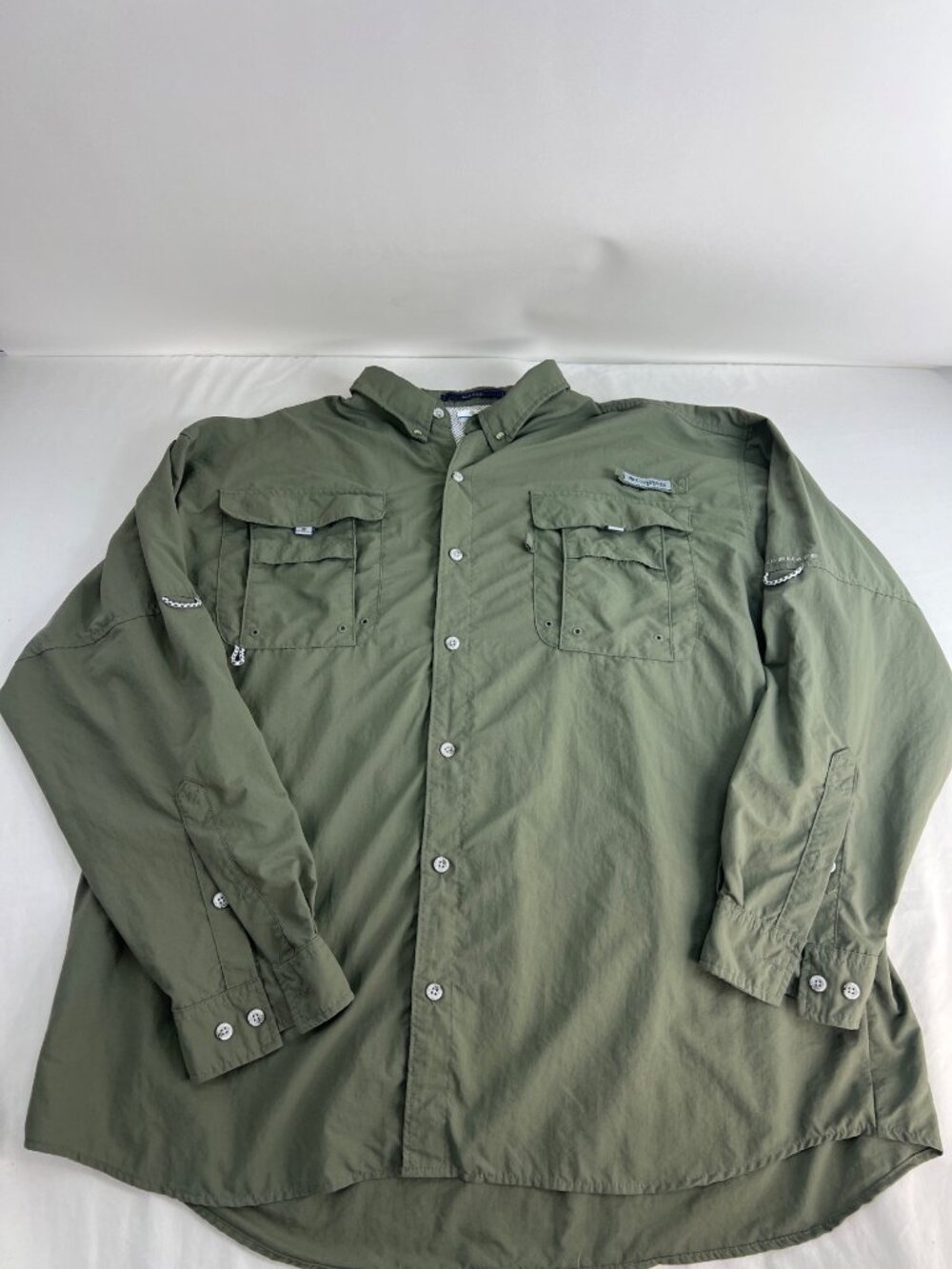 Columbia Bahama II Long Sleeve Fishing Shirt XXL Green Nylon Mesh Lined